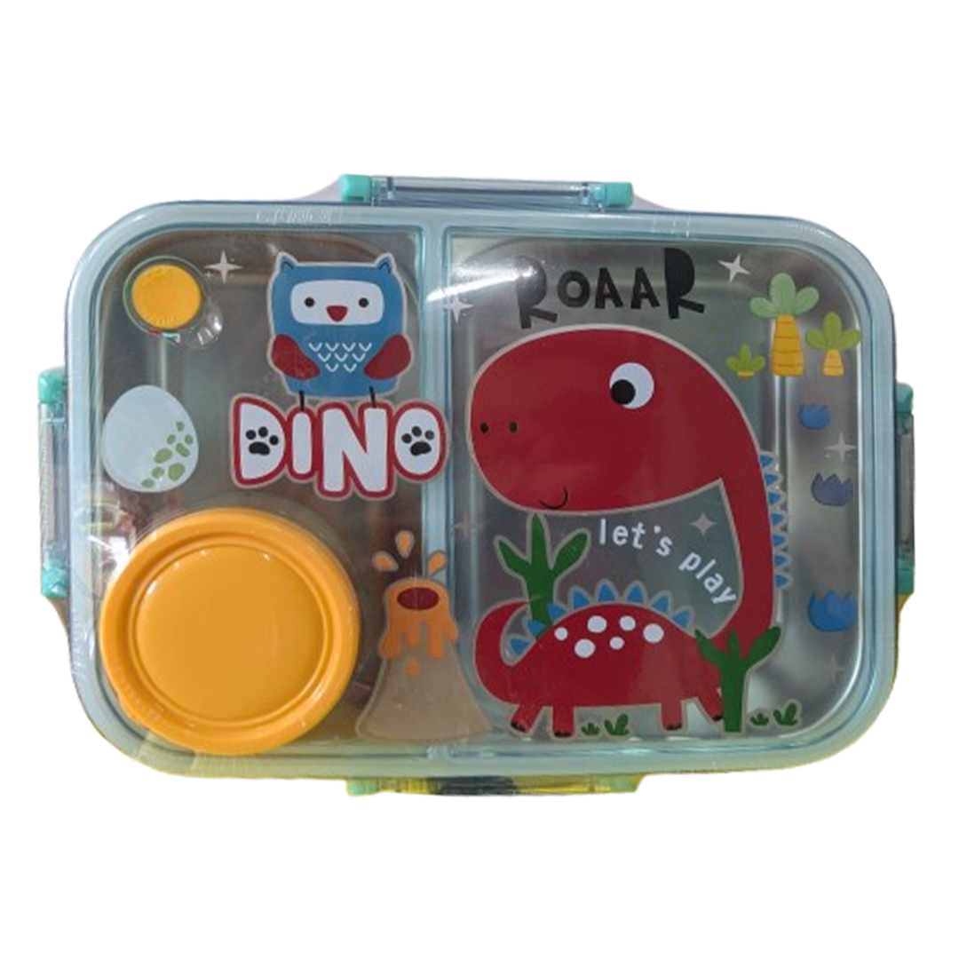 Dino Let’s Play 3-Compartment Stainless Steel Bento Lunch Box